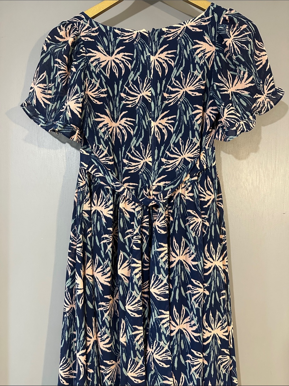 Madewell Navy Floral Maxi Dress Pink Print Puff Sleeve XXS - Picture 7 of 10